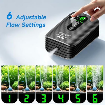 Large Capacity Rechargeable Aquarium Air Pump, Silent Dual Mode Portable Aerator with Universal Clip for Fish Tanks and Outdoor Bait Buckets（2600mah）
