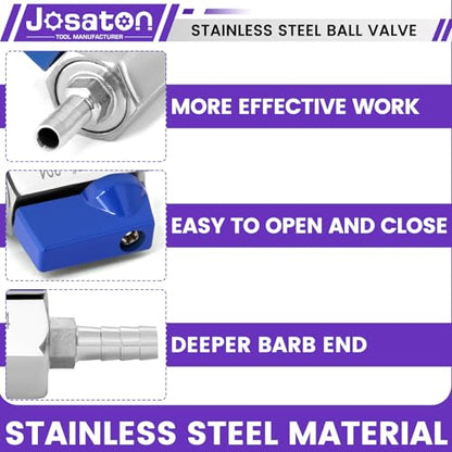 2PCS 1/4" Barb Ball Valve 304 Stainless Steel Mini Shut Off Valve for Water Gas Fuel Drip Irrigation and Aquariums, with Hose Clamps - style: 2PCS-1/4" Barb Ball Valve