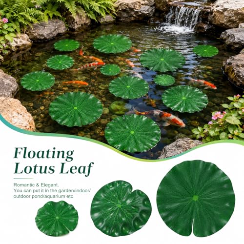 16 Pcs Lily Pad Decor, Lily Pad, Artificial Floating EVA Lotus Leaves for Koi Fish Pool Patio Aquarium (Green)