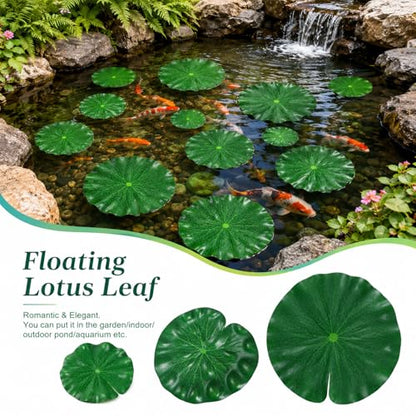 16 Pcs Lily Pad Decor, Lily Pad, Artificial Floating EVA Lotus Leaves for Koi Fish Pool Patio Aquarium (Green)