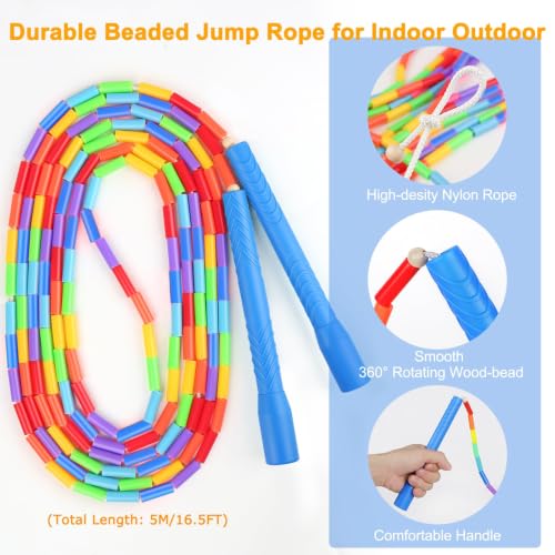 Fezog 16.5FT Weighted Double Dutch Jump Ropes for Adults 2-PACK - color: Rainbow-2Pcs