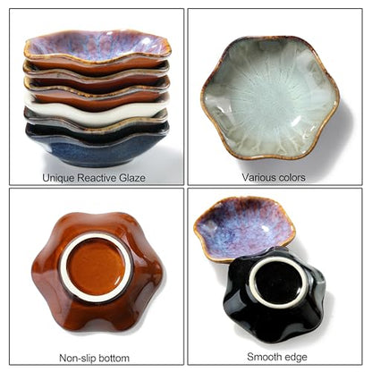 Soy Sauce Dish, Ceramic Small Dipping Bowls, 3.9inch Pinch Bowl for Side Dishes (Set of 6)