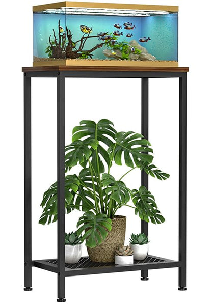 10 Gallon Fish Tank Stand, 2-Tier Small Aquarium Stand, Metal Reptile Breeder Turtle Terrarium Stand Rack Plant Stand for Home Office, Load 350lbs, 20.86" L x 11.81" W x 32.08" H, Black