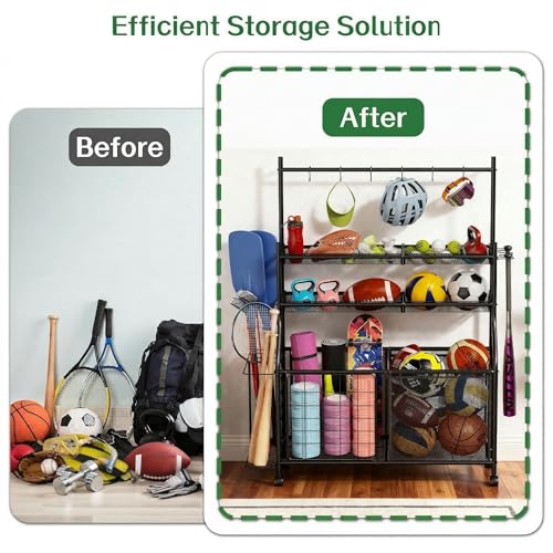 Garage Sports Equipment Organizer, Ball Storage Rack Large - size: Large