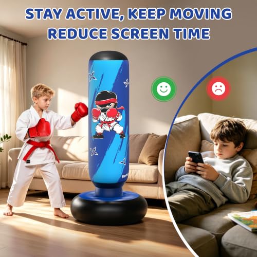 64 Inch Punching Bag for Kids, Kids Punching Bag with Gloves and Pump