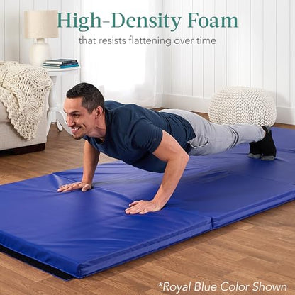 Best Choice Products 10ftx4ftx2in Folding Gym Mat 4-Panel Exercise Gymnastics Aerobics Workout Fitness Floor Mats w/Carrying Handles - color: Charcoal