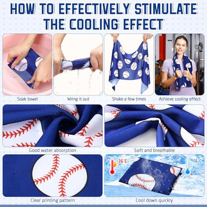 FuWeave 18 Pcs Baseball Party Favors Baseball Water Bottle Baseballs Cooling Towel Include 6 Water Bottle 6 Ice Towel 6 Drawstring Bag for Baseballs Party Favor Players Lovers Team Gifts Gym