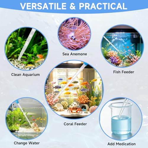 27.7IN Extra Long Turkey Baster for Aquarium Coral Fish Feeder, Blue | 50ml Plastic Long Pipette for Aquarium, Siphon for Fish Tank Water Changer, Coral Food Spot Feeder, Easy to Clean, Versatile