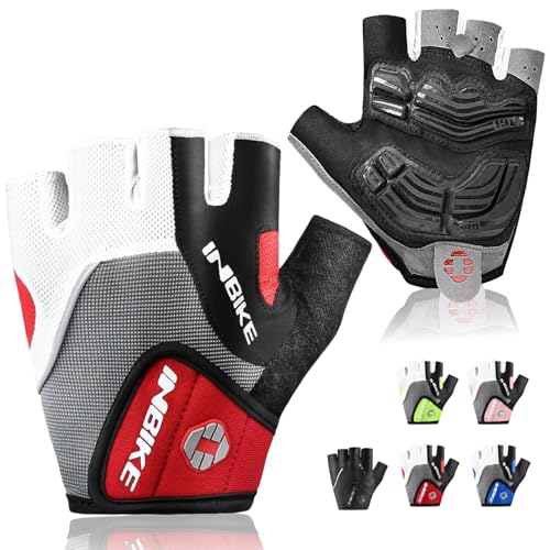 INBIKE 5mm Padded Half Finger Bike Bicycle Cycling Gloves - color: Red, size: X-Large