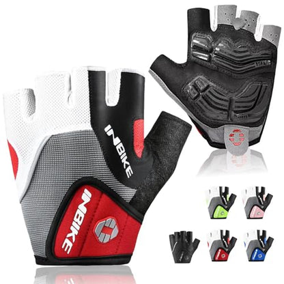 INBIKE 5mm Padded Half Finger Bike Bicycle Cycling Gloves - color: Red, size: X-Large