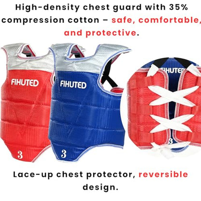 Taekwondo Sparring Gear Set with Helmet, Chest Guard, Arm & Shin Guards, Gloves & Foot Pads, Durable Lightweight Karate Protective Gear for Kids Youth Adults, Training Equipment with Carry Bag - size: #5
