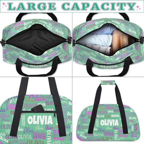 Custom Named Dance Ballet Bag Girls Travel Light Green Duffle Bag | Overnight Weekender Bags Sports Duffel Bag for Girls - color: Color14