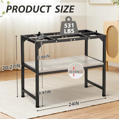 10-20 Gallon Fish Tank Stand, Metal Aquarium Stand with Adjustable Non-Slip Foot and Wooden Shelf, Reptile Tank Stand Easy to Assemble for Home Office, Firm and Steady(Tank not Included) - color: BLACK-02