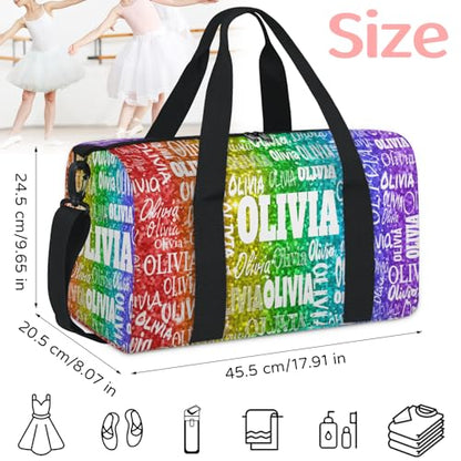 Custom Name Dance Bag, Bright Colorful Red Green Purple Sequins Glitter - color: Bright Colorful
