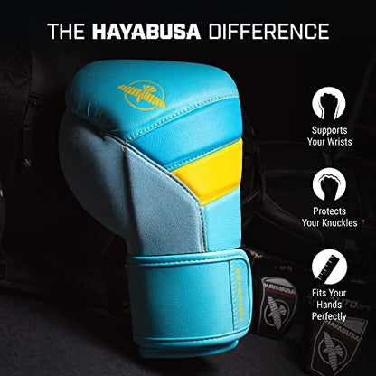 Hayabusa T3 Boxing Gloves - Sparring | Sparring Gloves, Muay Thai Gloves, Kickboxing Gloves, Heavy Bag Gloves, Boxing Gloves for Men and Women, Boxing Gloves - color: Blue/Yellow, size: 10oz