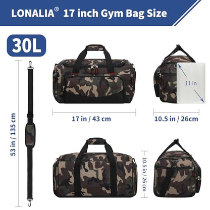 30L Gym Sport Duffle Bag, 17 inch, Camo - color: Camo