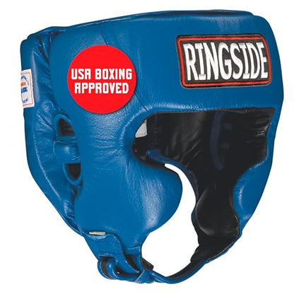 Ringside Competition Boxing Muay Thai MMA Sparring Head Protection Headgear with Cheeks - color: Blue, size: X-Large