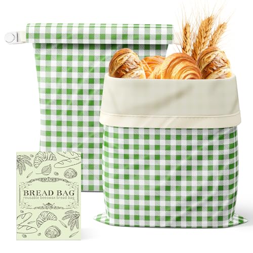 Large Beeswax Bread Bags for Sourdough, 13" W x 17" H Reusable Cotton Material, Ideal for Sourdough Bread Storage to Keep Fresh Lock Moisture Bread Boxes (2 Pack)