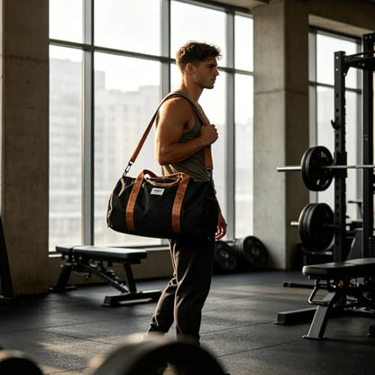 BESMART Gym Bags for Men with Side Pocket,38L Large Sports Gym Duffle Bag | Adjustable Strap&Shoe Compartment, Waterproof, Spacious, Wet Pocket, Durable Duffel Bag for Gym,Travel, Fitness,Black/Brown - color: Black-brown