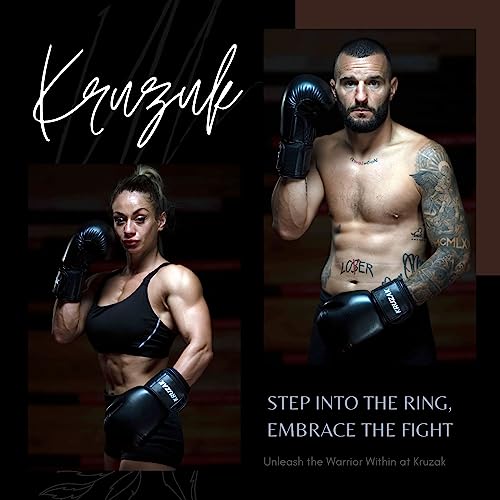Kruzak Boxing Gloves for Men & Women, Sparring & Kickboxing Gloves, Muay Thai & MMA Gloves, 8-16 oz - color: Black, size: 12 oz