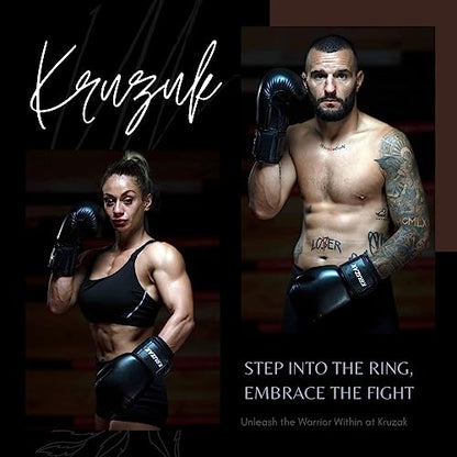 Kruzak Boxing Gloves for Men & Women, Sparring & Kickboxing Gloves, Muay Thai & MMA Gloves, 8-16 oz - color: Black, size: 16 oz