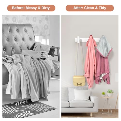 PMMASTO Wall Mounted Coat Rack, White- 3 Hooks, 1 Pack, T Shape - color: White, size: 3 "T" Hooks, 1PACK