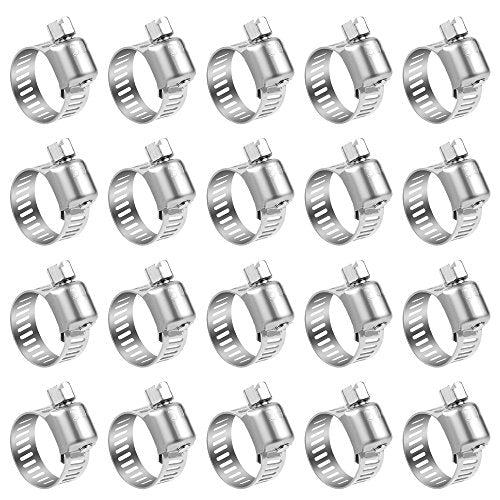 LOKMAN 20 Pack Stainless Steel Hose Clamp Adjustable 1/2'' - 3/4'' (13-19mm) Worm Gear Hose Clamp, Metal Fuel Line Pipe Clamp for Plumbing, Automotive And Mechanical Application - size: 13-19mm