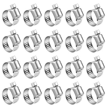 LOKMAN 20 Pack Stainless Steel Hose Clamp Adjustable 3/4'' - 1-1/8'' (19-29mm) Worm Gear Hose Clamp, Metal Fuel Line Pipe Clamp for Plumbing, Automotive And Mechanical Application - size: 19-29mm