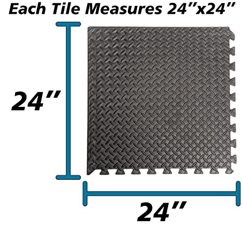 Interlocking Foam Tiles ½-inch Thick Exercise Mat - Soft Supportive Cushion for Exercising or Gym Equipment Floor Protection - SciencePurchase (24 Sqare Feet (6 Tiles))