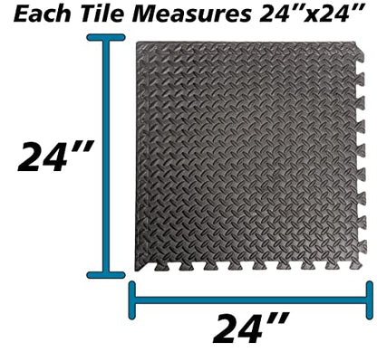 Interlocking Foam Tiles ½-inch Thick Exercise Mat - Soft Supportive Cushion for Exercising or Gym Equipment Floor Protection - SciencePurchase (24 Sqare Feet (6 Tiles))