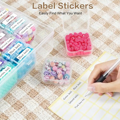 Large Bead Organizer Box, 66 Pcs Small Clear Storage Containers with Labels, Mini Bead Organizers and Storage Craft Case with Handle for Jewelry Bracelet Screws Seeds Diamonds Arts Small Parts