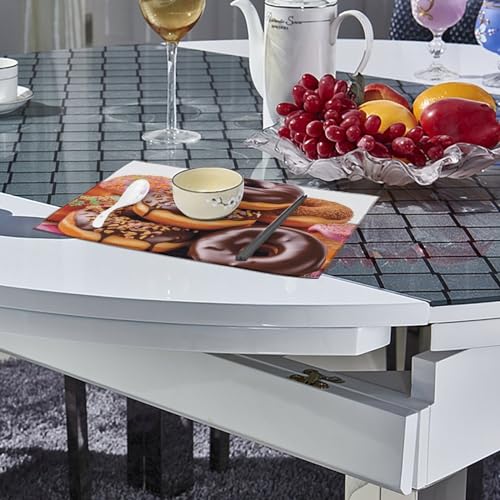 Placemat Set of 4 Washable Place Mats Heat Resistant Donuts Chocolate Table Mats for Kitchen Non-Slip Placemats Wipeable Desktop Protection Mat for Dining Table - color: Donuts Chocolate