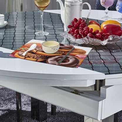 Placemat Set of 4 Washable Place Mats Heat Resistant Donuts Chocolate Table Mats for Kitchen Non-Slip Placemats Wipeable Desktop Protection Mat for Dining Table - color: Donuts Chocolate