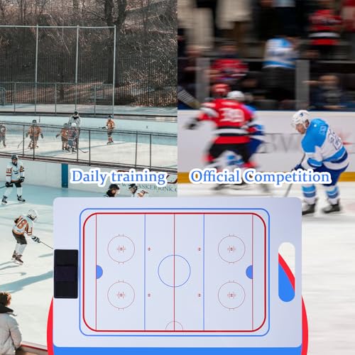 Ice Hockey Dry Erase Coaches Clipboard, 16 x 9.8 inch Double Sided Whiteboard with Marker Pen