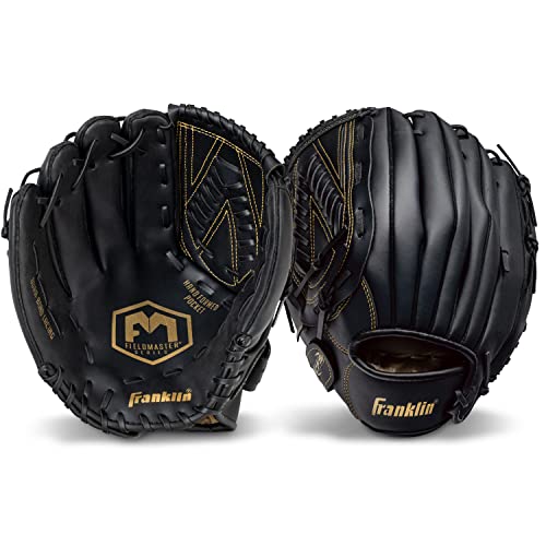 Franklin Sports Field Master Baseball Glove - color: Black/Gold, style: 13" - Basket "V" Web