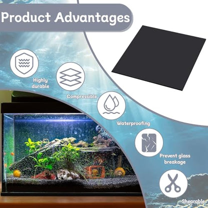 Aquarium Leveling Mat, 12x12 Inch Self-Leveling Neoprene Foam Pad for Fish Tanks - Waterproof Shock Absorbing Base Cushion with Adhesive Backing, Easy to Cut & Non-Slip Bottom Pad - size: 12x12 Inch