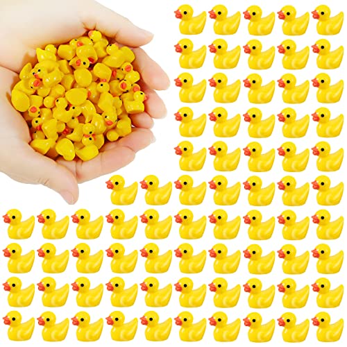 300 Pieces Yellow Mini Resin Duck Miniatures Tiny Duck Decor for Fairy Gardens Aquariums Dollhouses School Project Supplies DIY Crafts Potted Plant Landscape Accessories