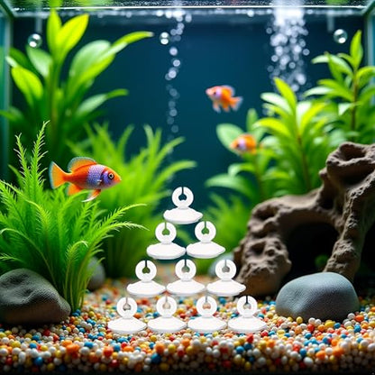 10Pcs Aquarium Suction Cup, Transparent Plastic Sucker with Clips Fish for Tank Pipe Hose Tube Holder Fish Tank Suction Cups Air Pump Accessories Aquarium Pumps and Filters (1.2in)