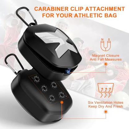 ARGOMAX Mouth Guard Case with Clip, Ventilated Hard Shell - color: Black+white.
