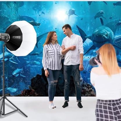 12x10ft Fabric Shark Theme Backdrop Deep-sea Ocean Shark Reef Aquarium Photography Background Birthday Theme Party Decoration Banner Kid Diver Portrait Photo Studio Props - size: 12x10 FT