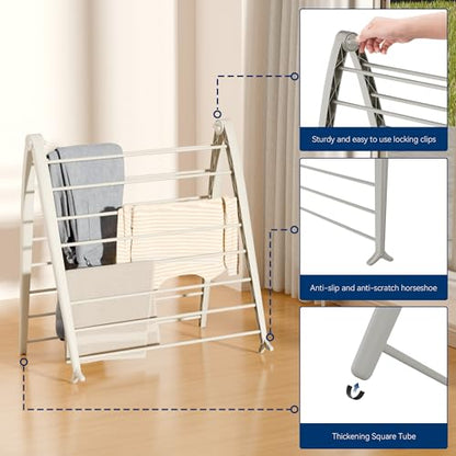 Whitmor Spacemaker Folding Drying Rack, Indoor Clothes Organizer with Patent-Pending Design, Space Saving, 6" L x 26" W x 51.5" H, Beige - color: Beige