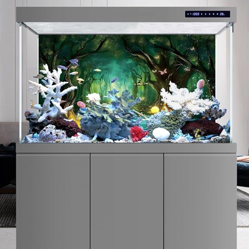 AWERT 30x18 inches Polyester Tropical Rainforest Aquarium Background Dreamy Aquarium Background Nature Fish Tank Background