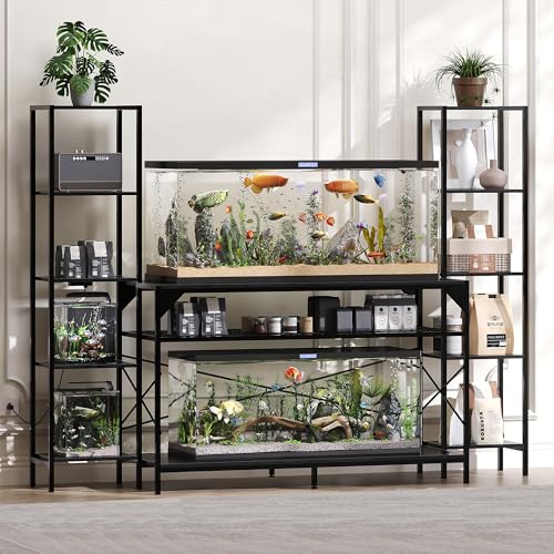 Heavy-Duty Aquarium Stand for 20-90 Gallon Tanks - 4-Tier Cabinet with 12-Leg Support, Built-In Power Outlet, Adjustable Storage - Living Room Reptile Terrarium Furniture - Supports 860lbs