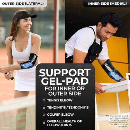 DR. BRACE® Elite Elbow Brace, Breathable Elbow Compression Sleeve - color: A Black-White, size: Large