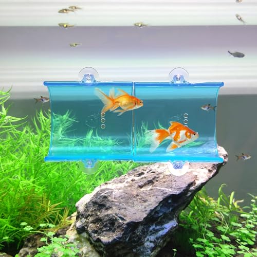 Aquarium Decorations Fish Tank Accessories for Shrimp Cichlid Hiding Breeding, Small Fish Bowl Hide Decoration, Acrylic Tube Tunnel for Betta Fish Tank Decorations, Aquarium Hideout with Suction Cups - color: I-Transparent Blue