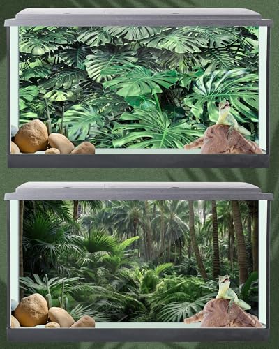 4 Pcs 30 x 11.8'' Reptile Tank Background 20/30 Gallon Polyester Tropical Rainforest Bearded Dragon Terrarium Background Decor for Crested Gecko, Python Regius, Tree Frogs, Chameleon