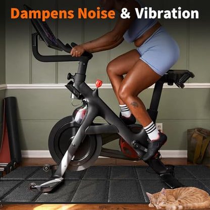 THAILE Exercise Bike Mat for Peloton, 63" x 30" x 4mm Floor Protector | Stability & Cushioning Reduces noise and vibration under Peloton-compatible bikes, spin bikes, treadmills and walking pads. - size: 63"L x 30"W x 0.16"Th