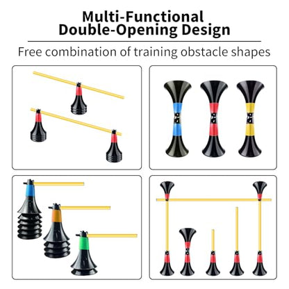 Obstacle Cones for Basketball Football and Sports Training, 10pcs Cones and 10pcs Poles with Carry Bag, Basketball Cones and Soccer Agility Poles for Soccer Basketball Speed Training