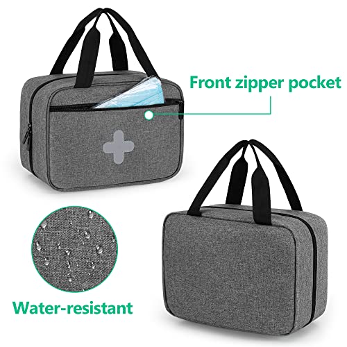 CURMIO Empty First Aid Kits Case, Portable Emergency Kit Organizer, Gray - color: Gray
