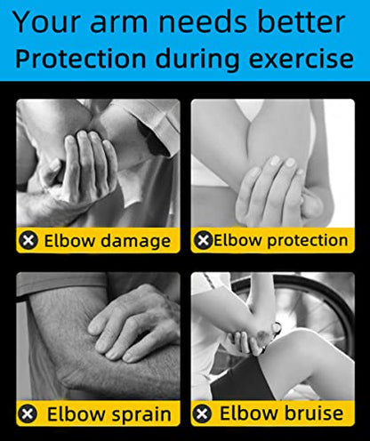 Elbow Compression Sleeves, Elbow Brace Support for Men & Women - color: Black 1 Pair